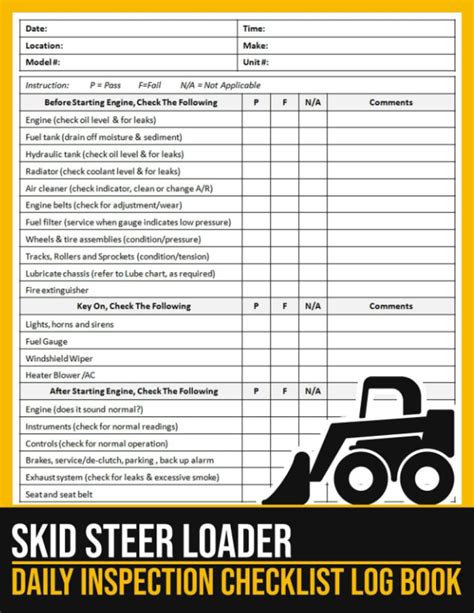 skid steer daily checklist|skid steer inspection checklist template.